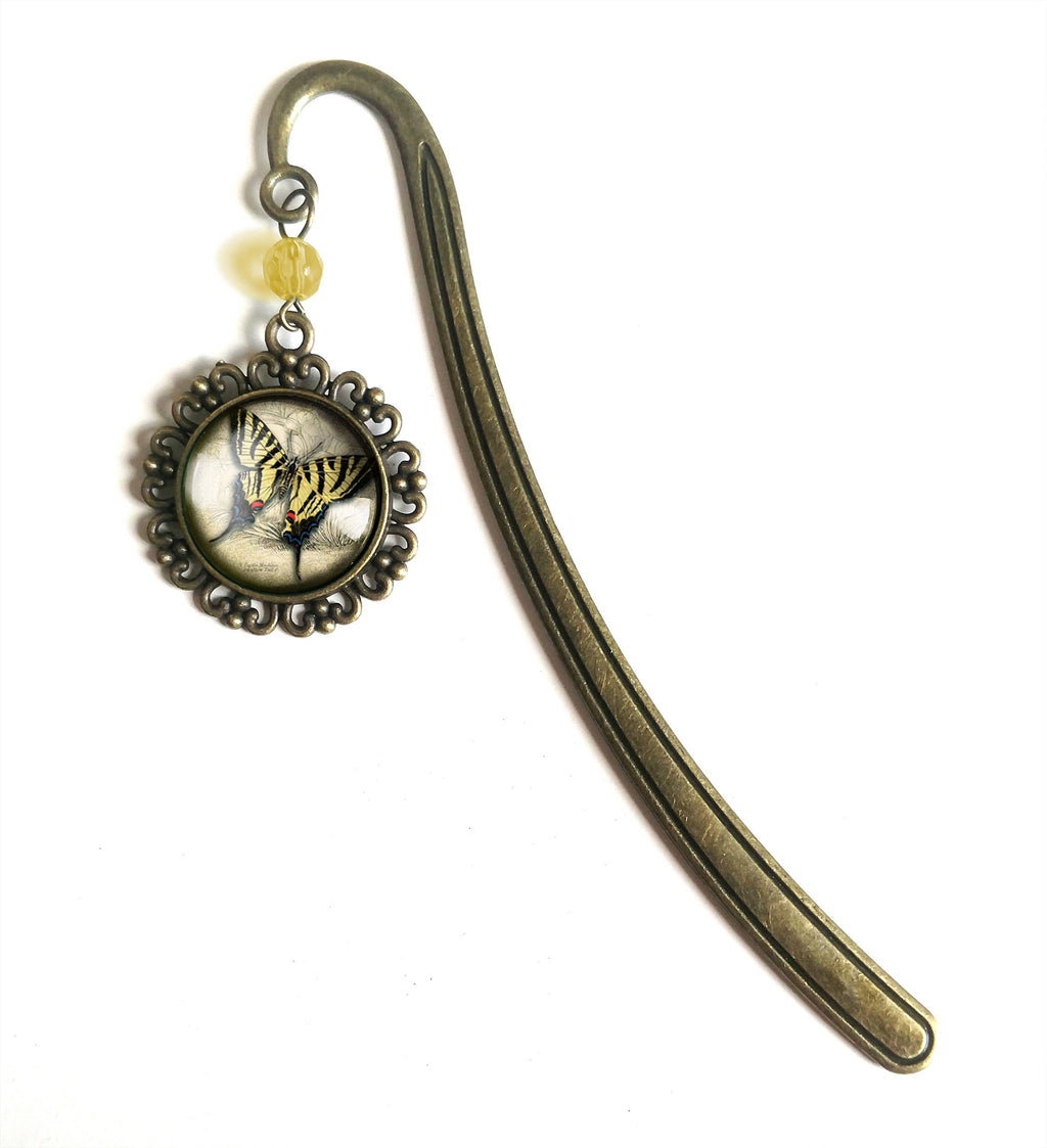 Swallowtail Butterfly Bronze and Glass Cabochon Bookmark