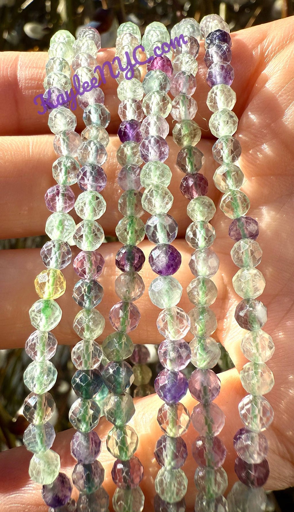 Natural Faceted Fluorite Crystal Stretch Bracelets 7.5"