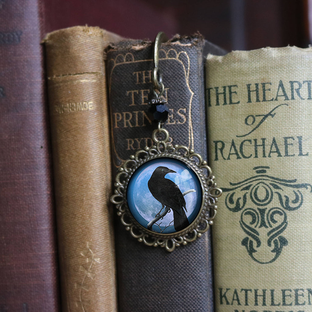 Purple Crow or Raven Goth Halloween Bronze Bookmark