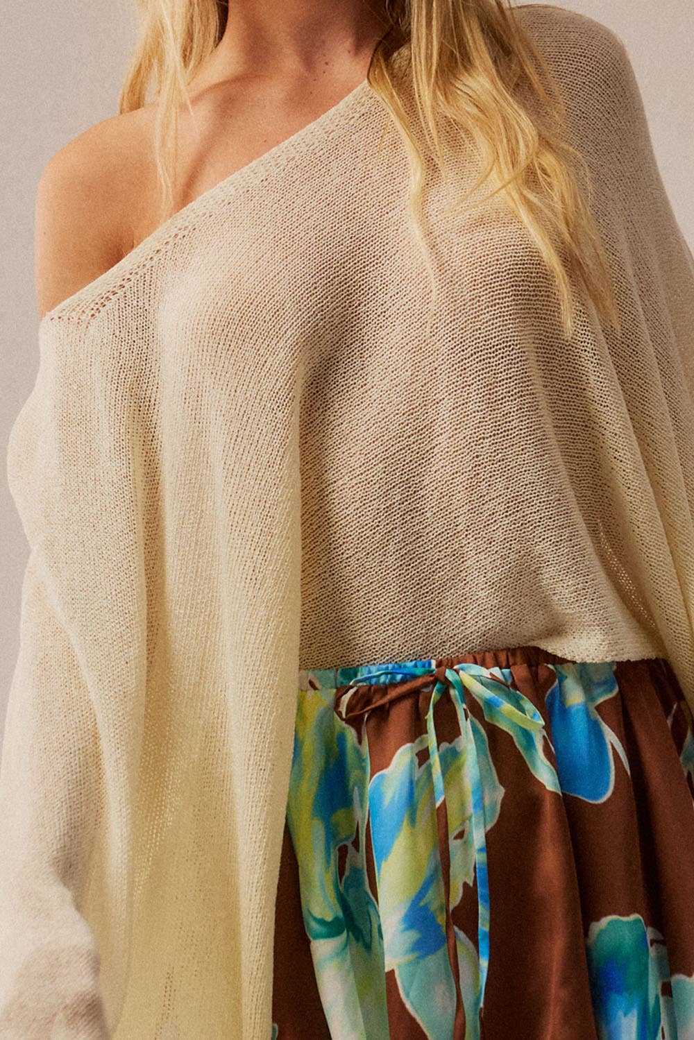 Sheer Lightweight Knit Cropped Poncho Sweater