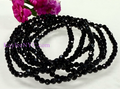 Natural Faceted Black Tourmaline 7.5” Stretch Bracelet