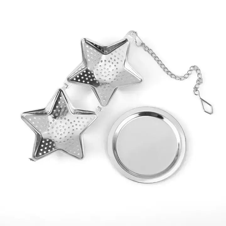 Star Shape Stainless Steel Tea Infuser Drip Tray, 4 pc Case