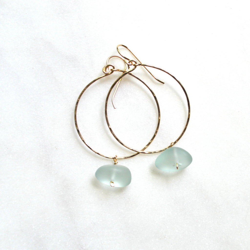 Sea Foam Glass Hoops