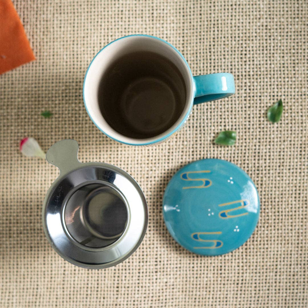 Japanese Crane Design 15oz Tea Mugs with Lid and Infuser for Loose Leaf Tea (4/32)