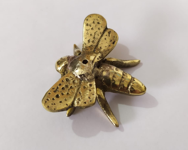 Brass Stand Incense Bee 4 x 4,5 x 1,5 cm - Gold /  Green