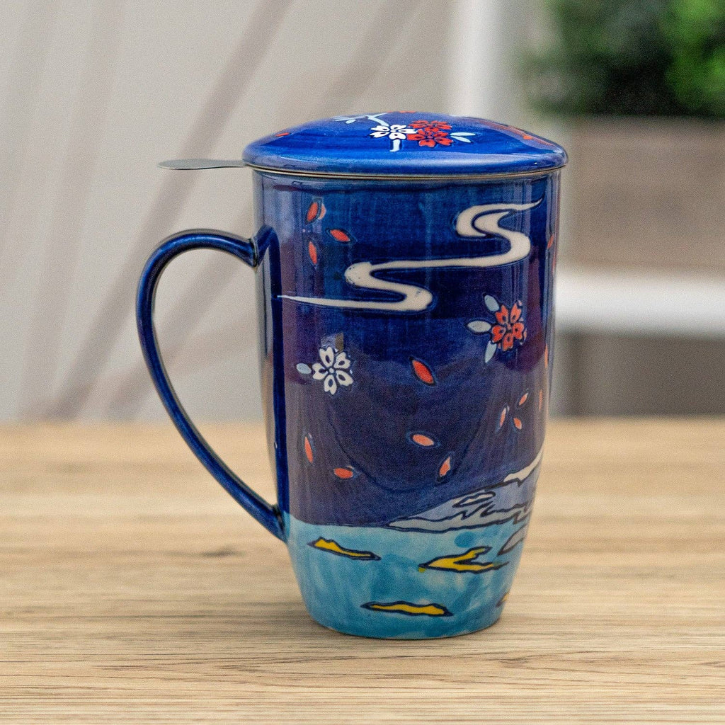 Fuji Mountain Design 15oz Tea Mugs with Lid and Infuser for Loose Leaf Tea (4/32)