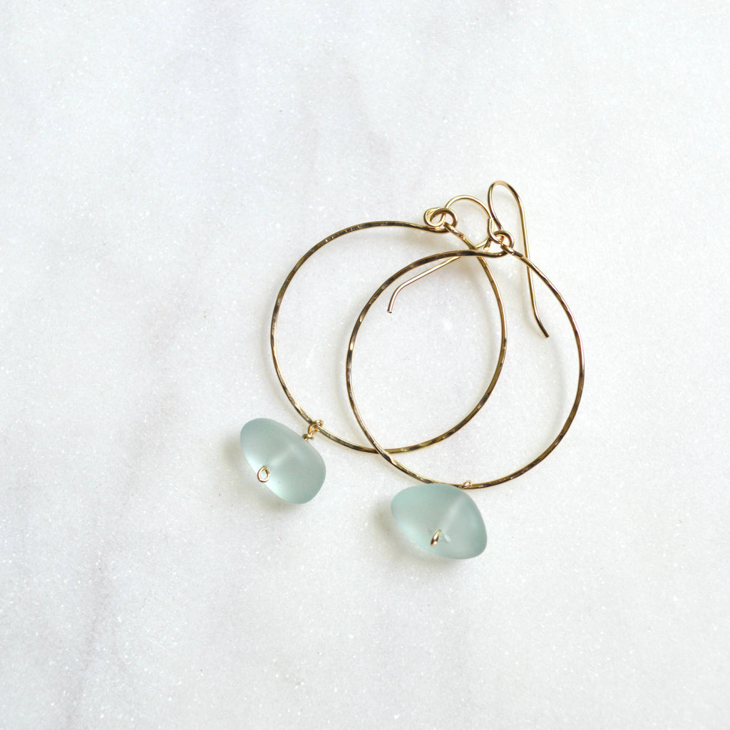 Sea Foam Glass Hoops
