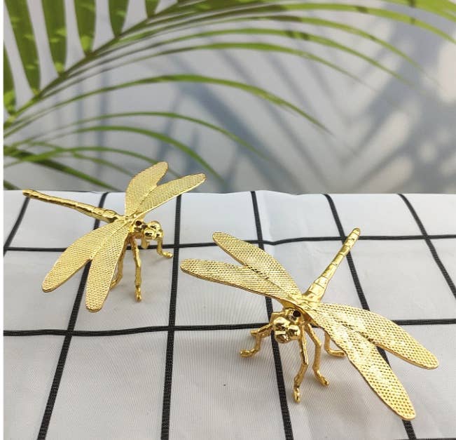 Gold Metal Dragonfly Decor – Tea Pet & Tabletop Accent