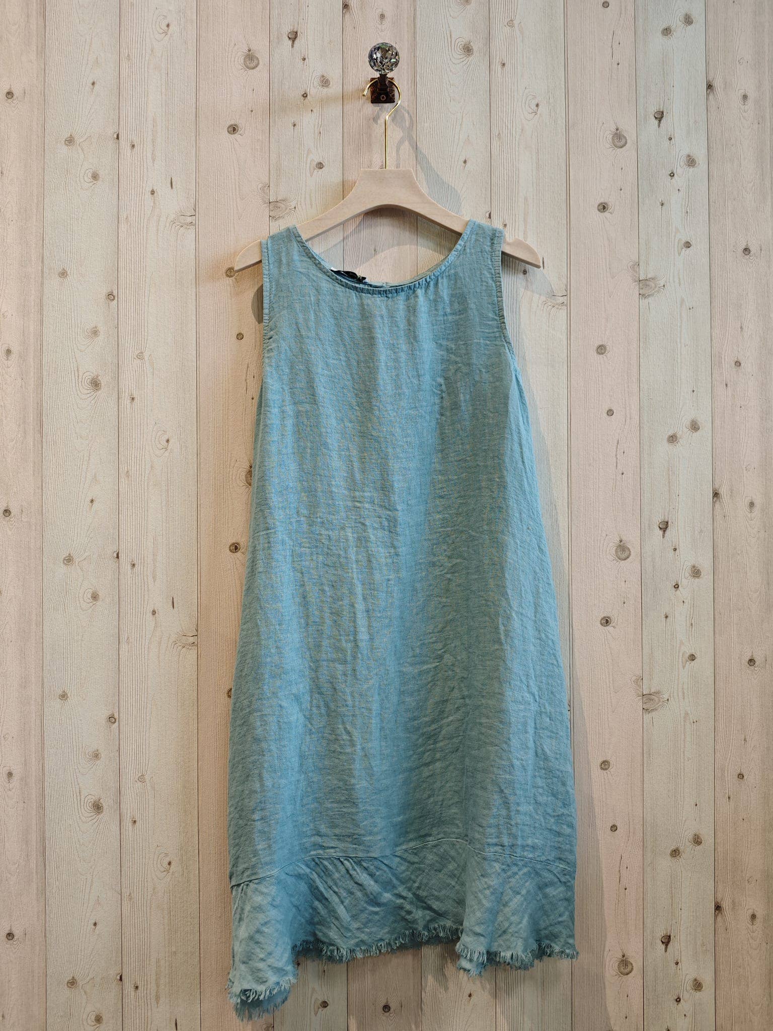 Ref-72322 FRINGED DRESS 100% LINEN