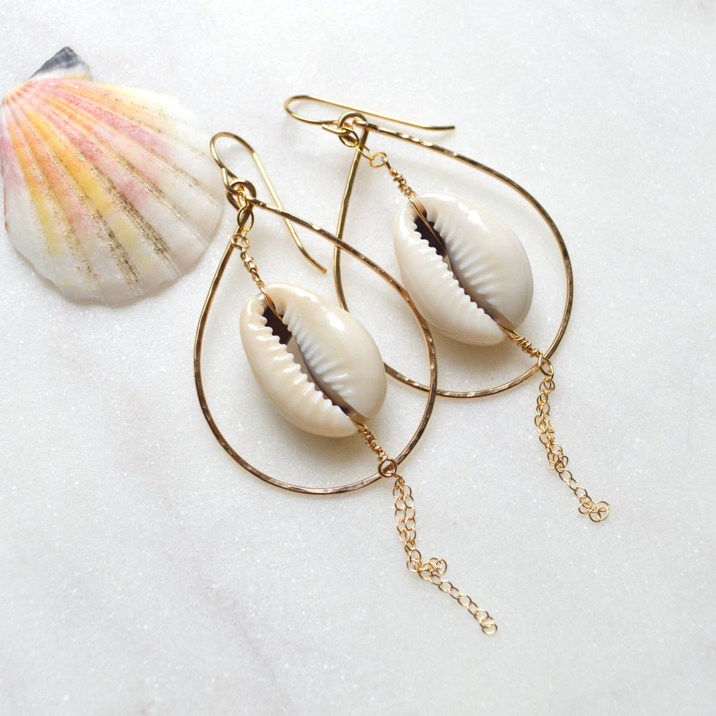 Cowrie Shell Teardrop Earring