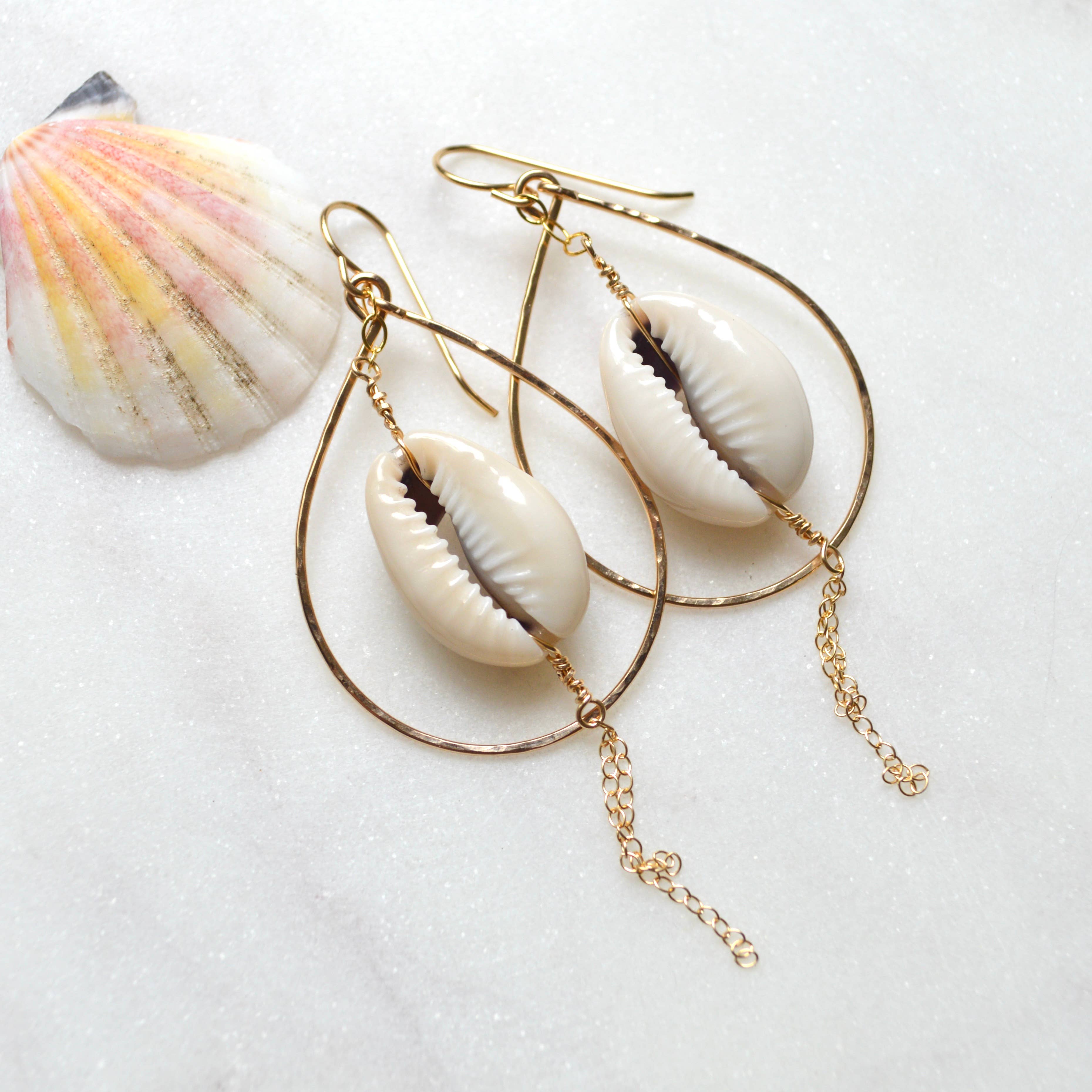 Cowrie Shell Teardrop Earring