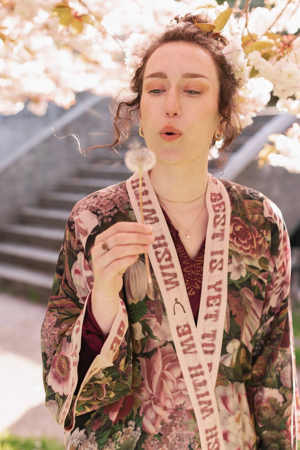 Make A Wish Pixie Duster Cropped Kimono w Wishbone Dandelion