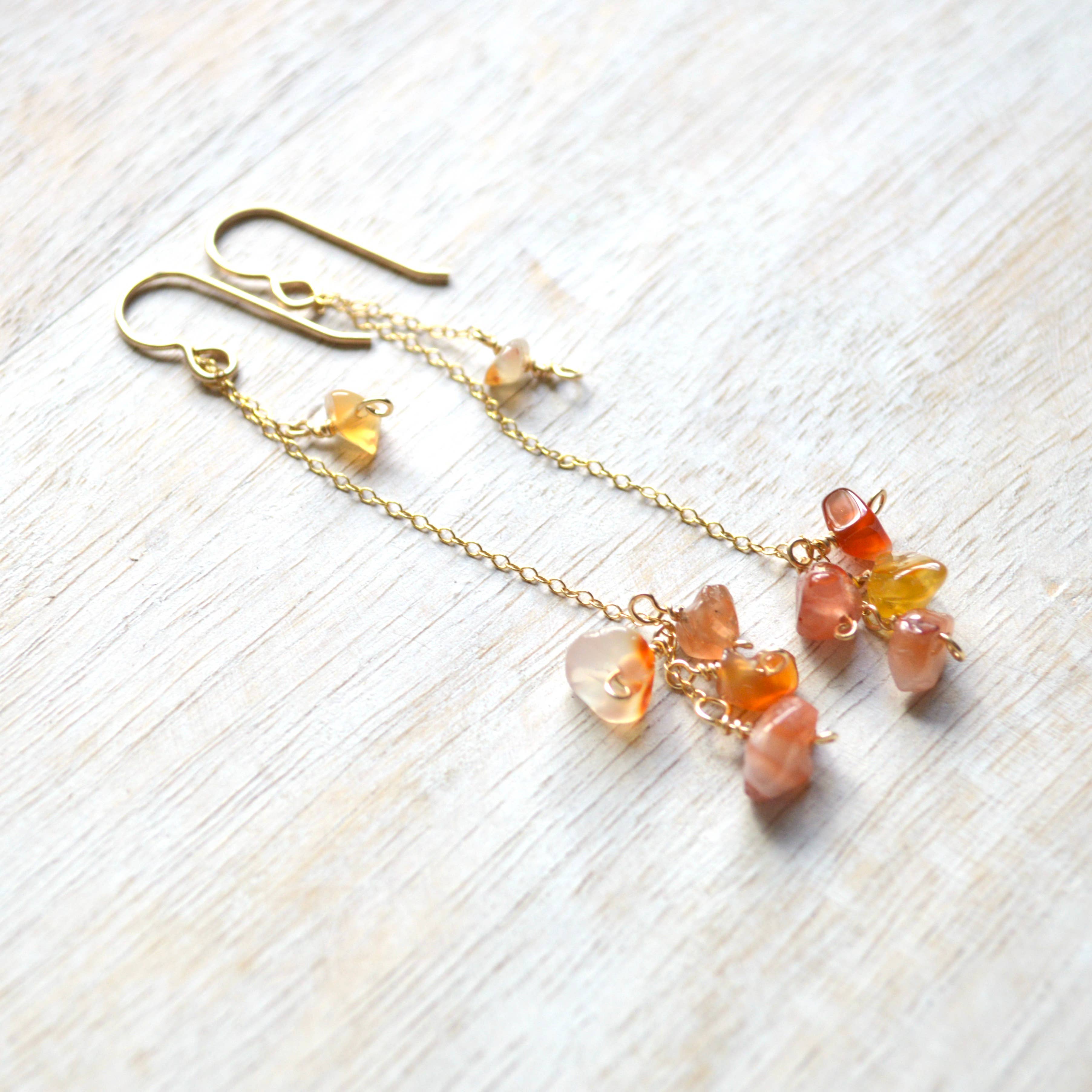 Carnelian Cluster Earrings
