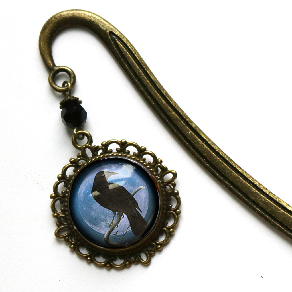 Purple Crow or Raven Goth Halloween Bronze Bookmark