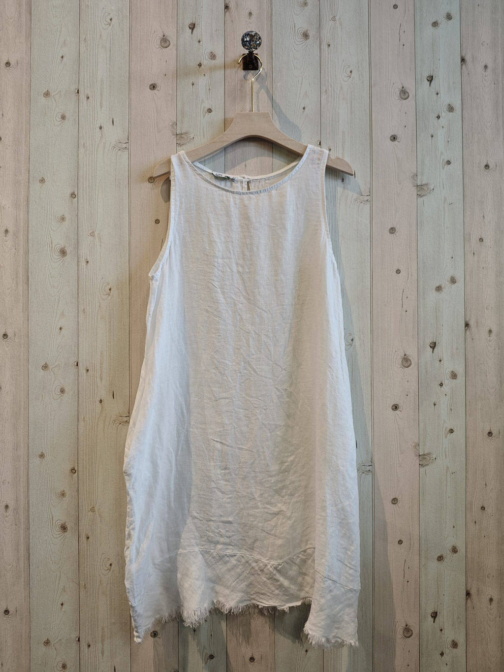 Ref-72322 FRINGED DRESS 100% LINEN