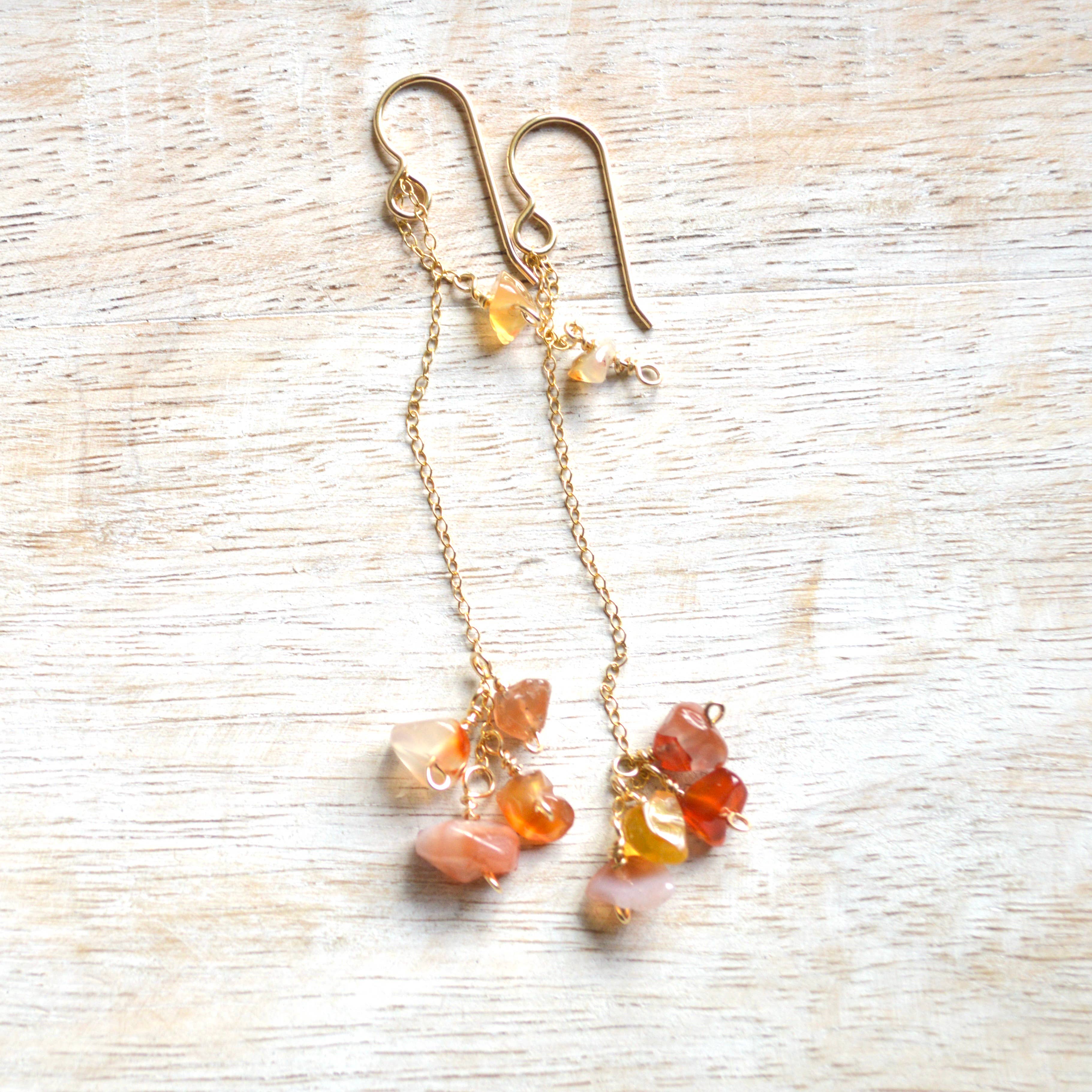 Carnelian Cluster Earrings