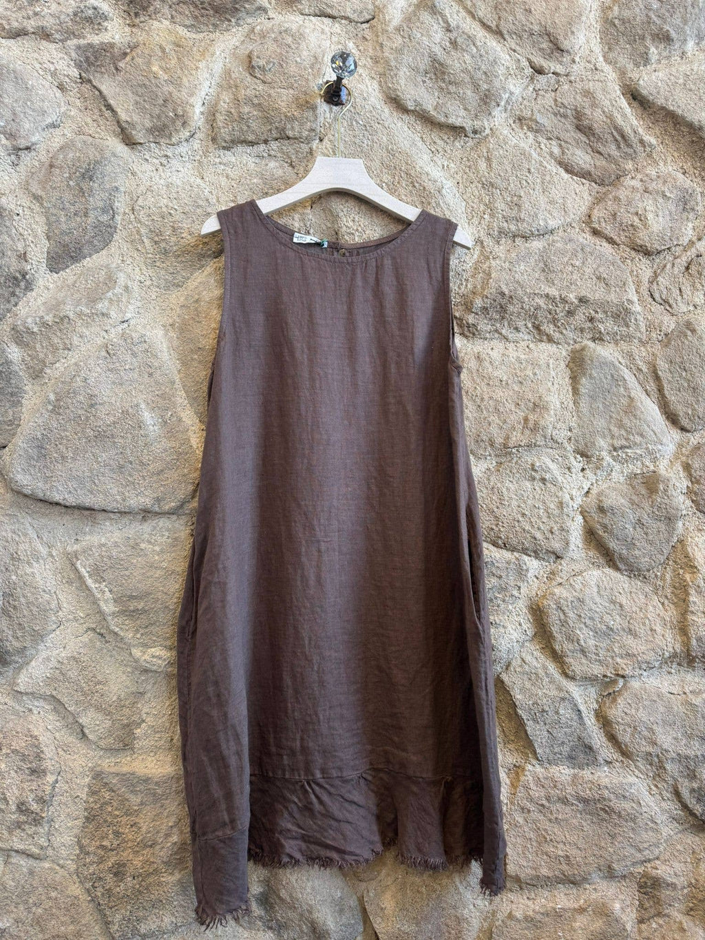 Ref-72322 FRINGED DRESS 100% LINEN