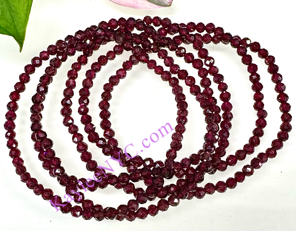 Faceted Natural Garnet Crystal Healing Stretch Bracelet