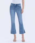 HIGH RISE TROUSER SLIT HEM KICK FLARE JEANS F6077