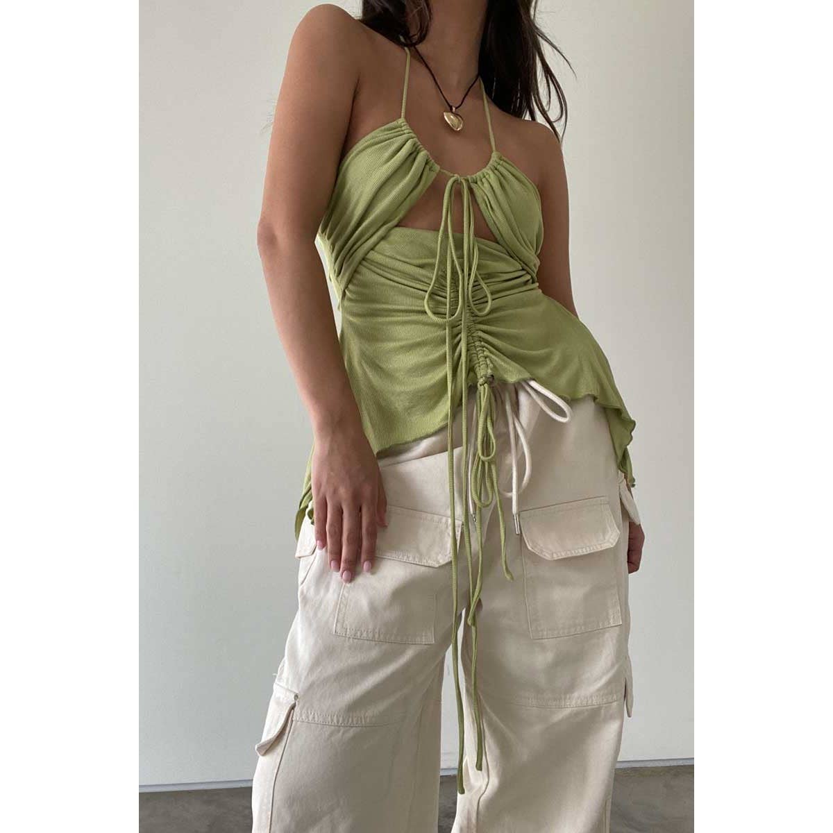Multi Tie Top with Asymmetric Hemline