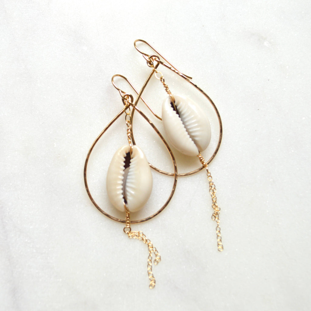 Cowrie Shell Teardrop Earring