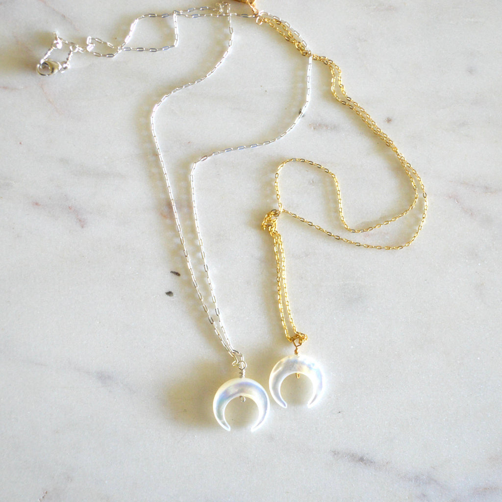 Mother of Pearl Crescent Necklace