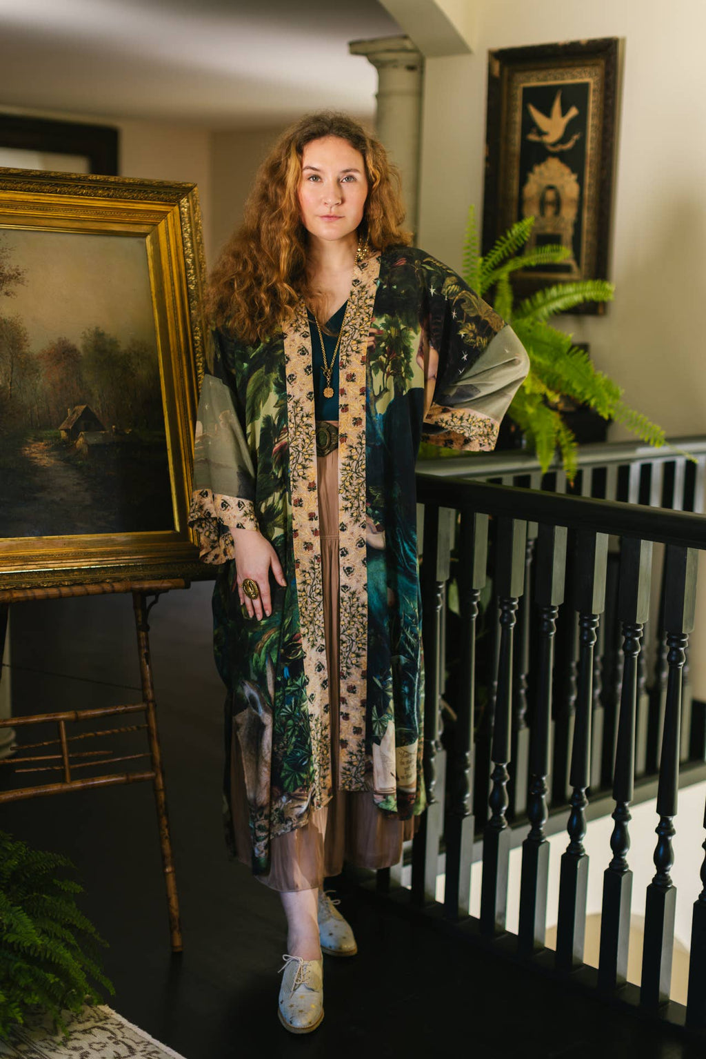 Bella Notte Opera Duster Kimono Robe w/Rabbit & Moon