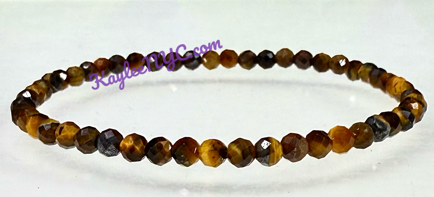 Faceted Natural Tiger Eye Crystal Stretch Bracelet 7.5"