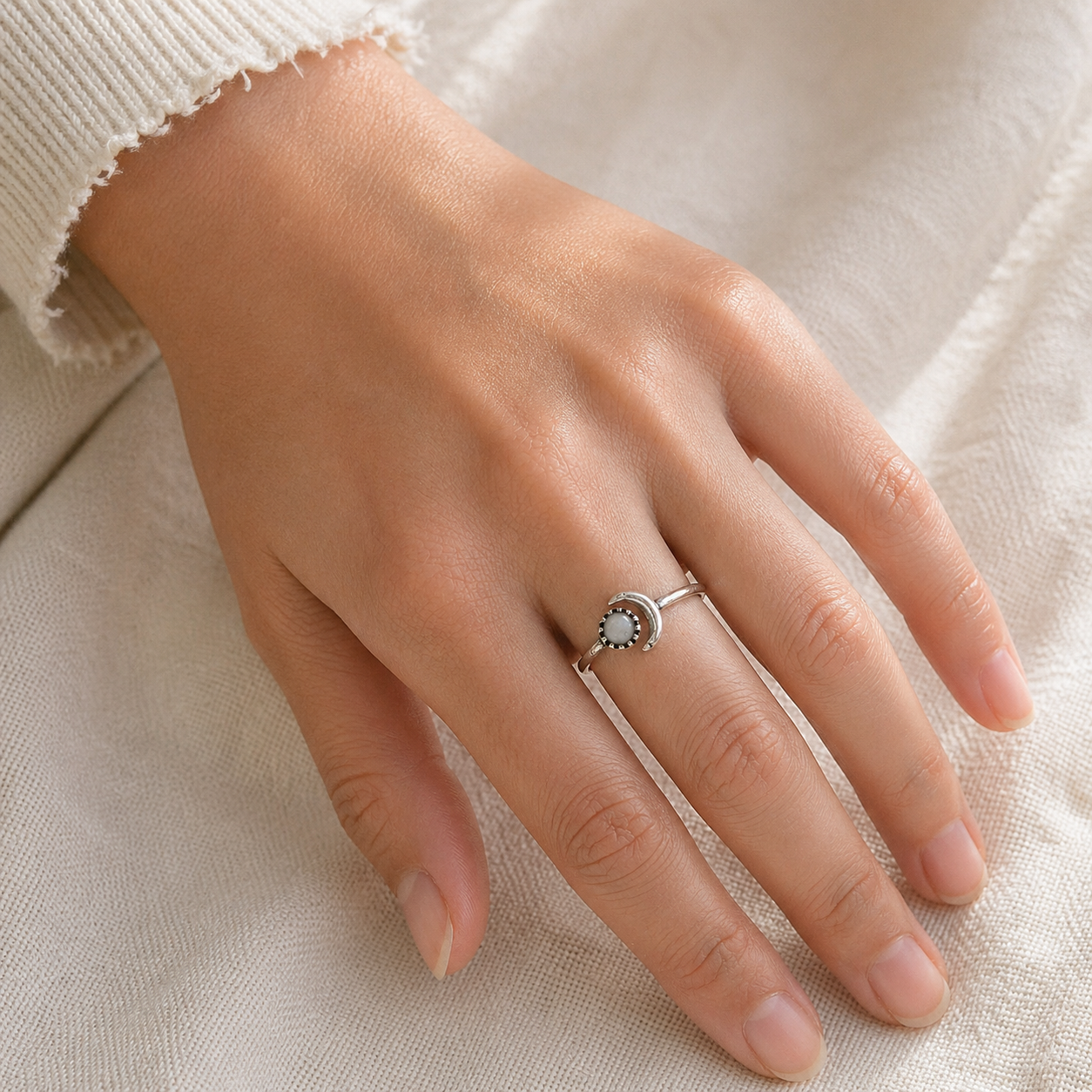 Silver with Moonstone