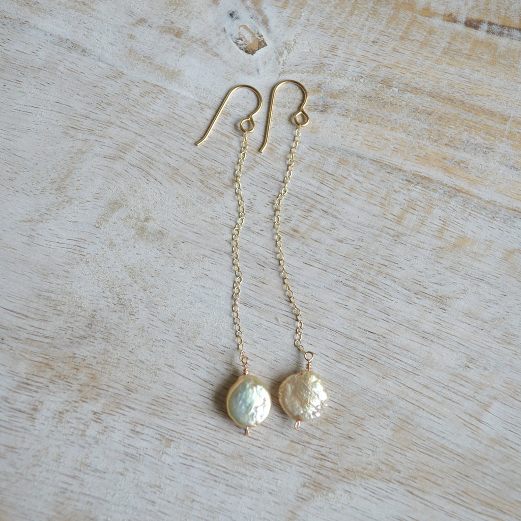 Champagne Pearl Chain Earrings
