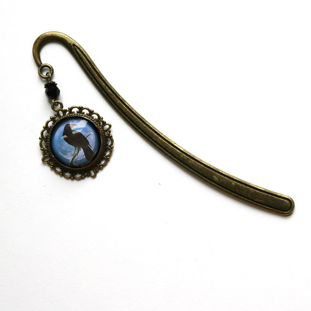 Purple Crow or Raven Goth Halloween Bronze Bookmark