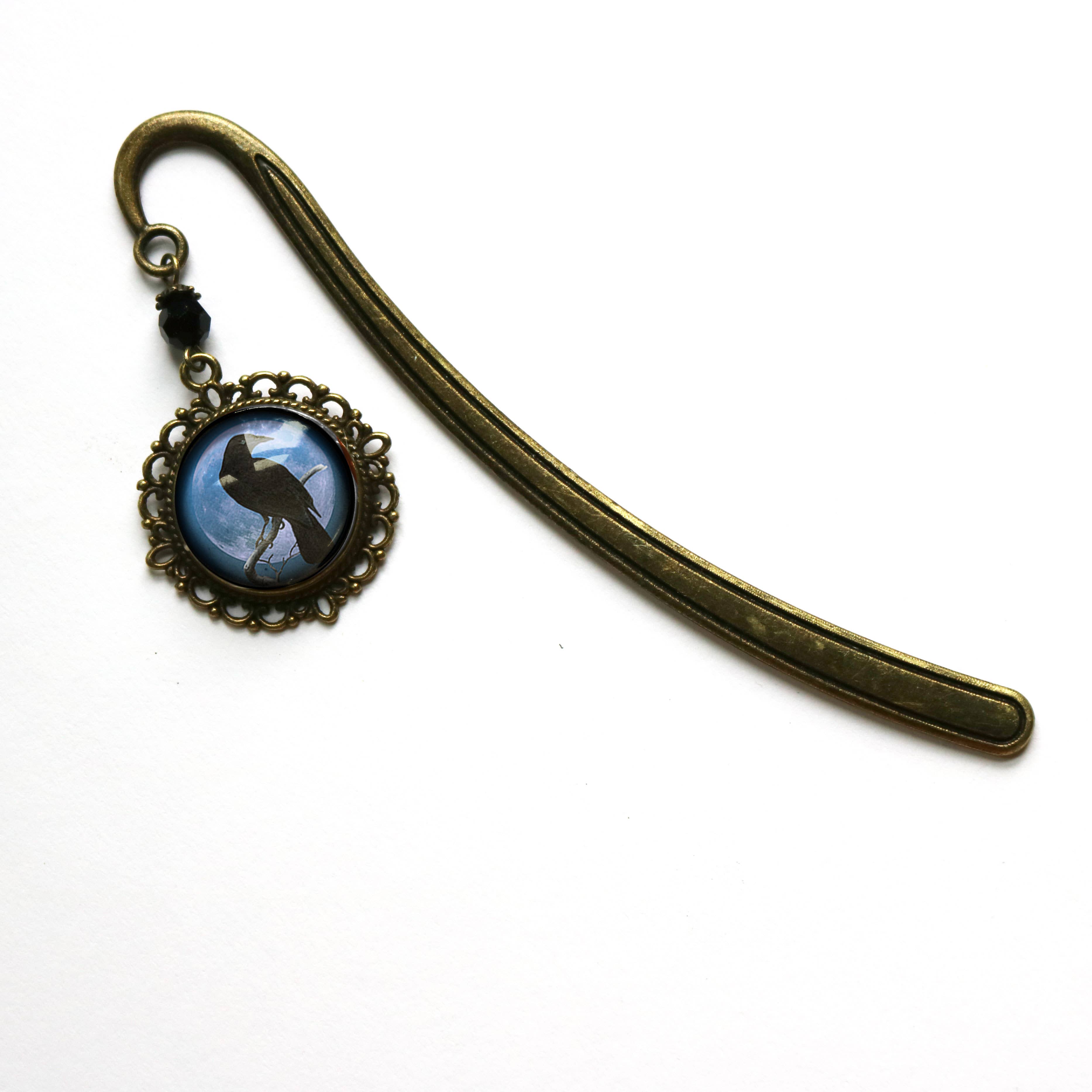 Purple Crow or Raven Goth Halloween Bronze Bookmark