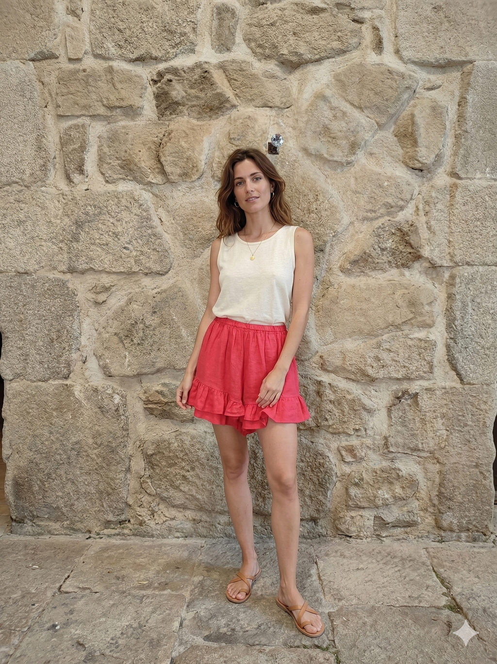 Ref-6575 SHORT LINEN PANTS 100%
