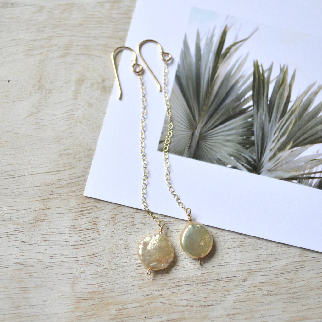 Champagne Pearl Chain Earrings