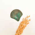 Solid Brass Incense Holder Shell 4 x 4cm - Gold / Green
