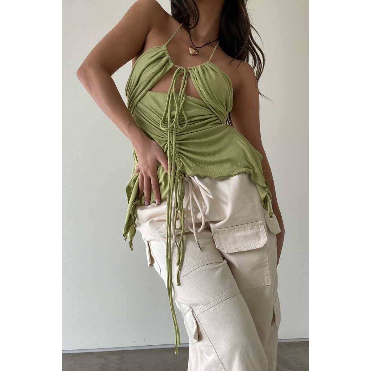 Multi Tie Top with Asymmetric Hemline