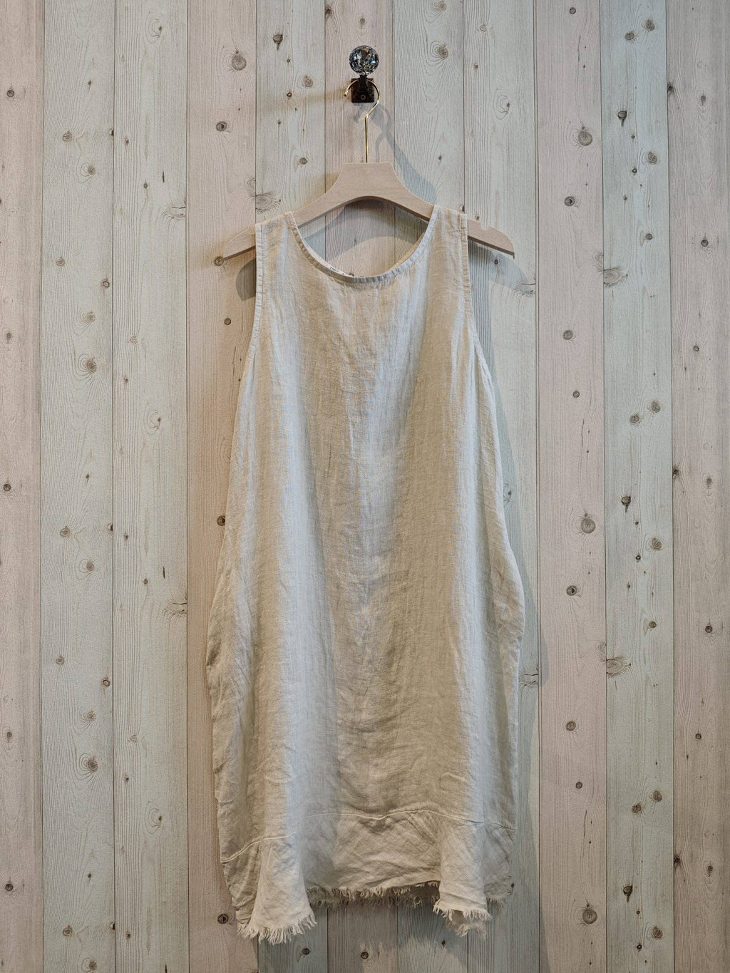 FRINGED DRESS 100% LINEN