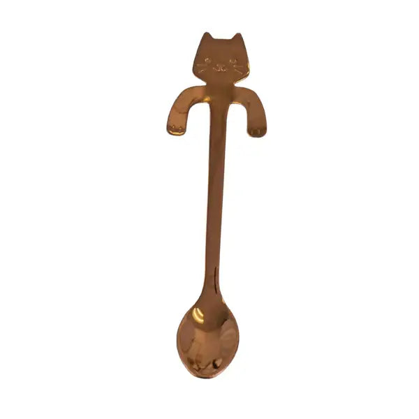 Cat Hanging 4.5"L Tea Spoon Rose Gold