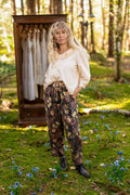 Lionheart Linen Crop Artist Pant w/ florals & Narnia print
