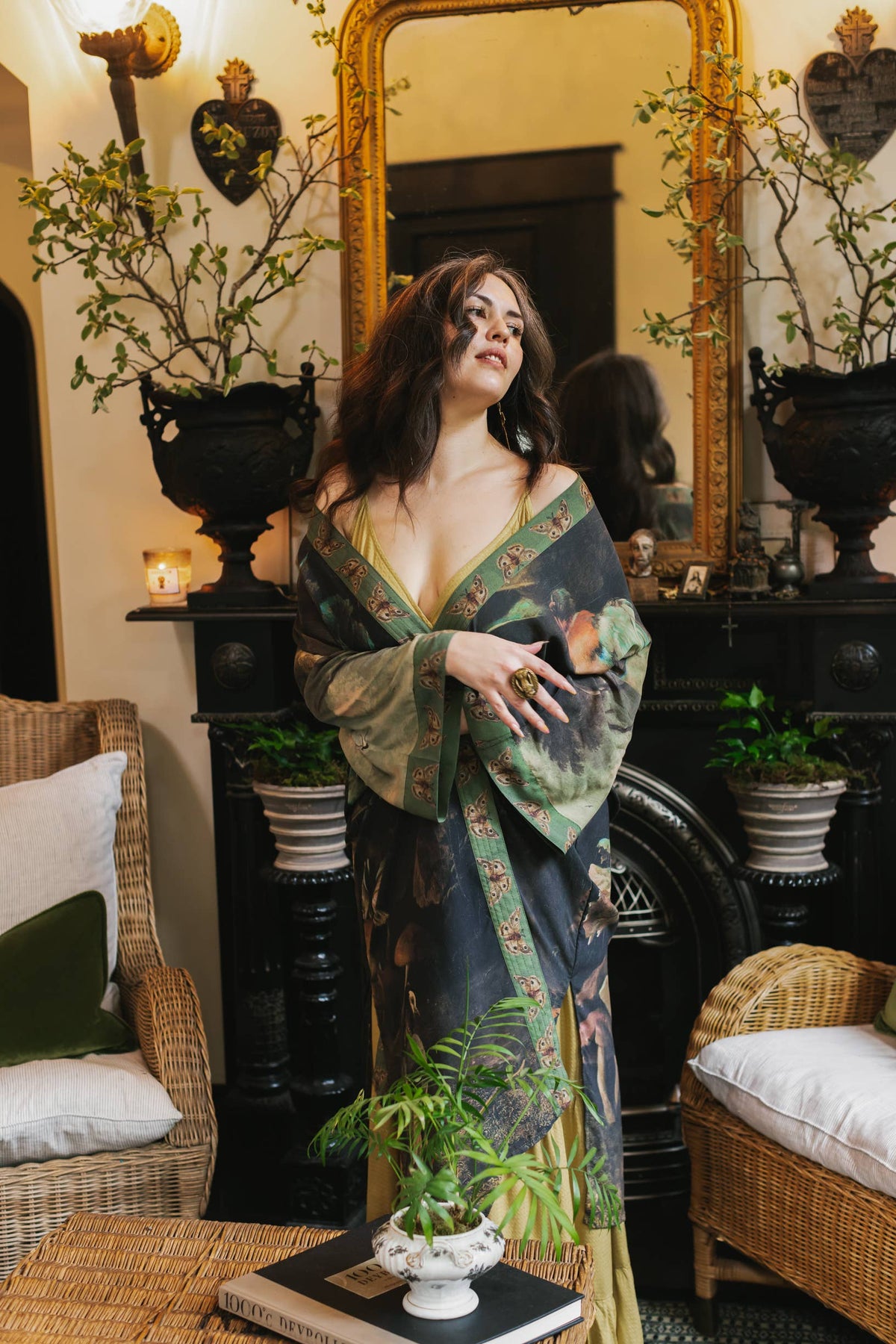 Heartwork Opera Duster Kimono Robe w Artist Butterfly