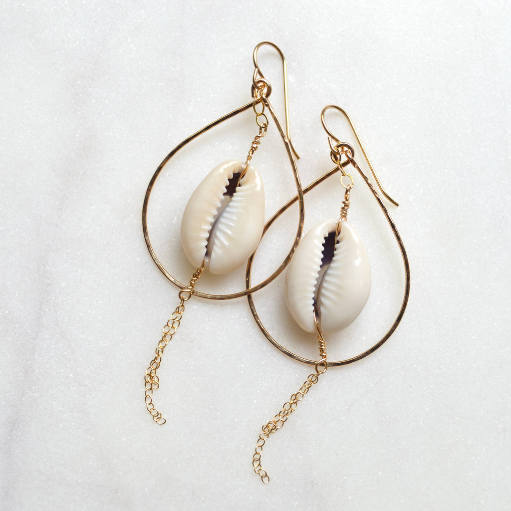 Cowrie Shell Teardrop Earring