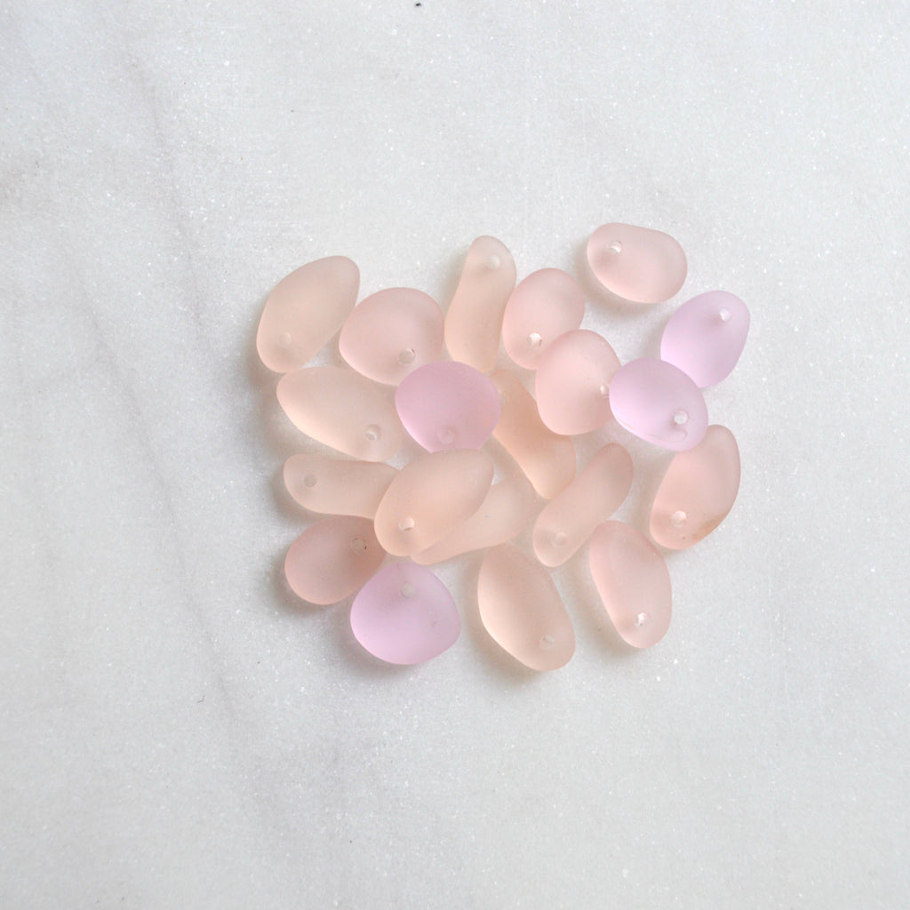 Tiny Frosted Glass & Starfish Necklace in Gold