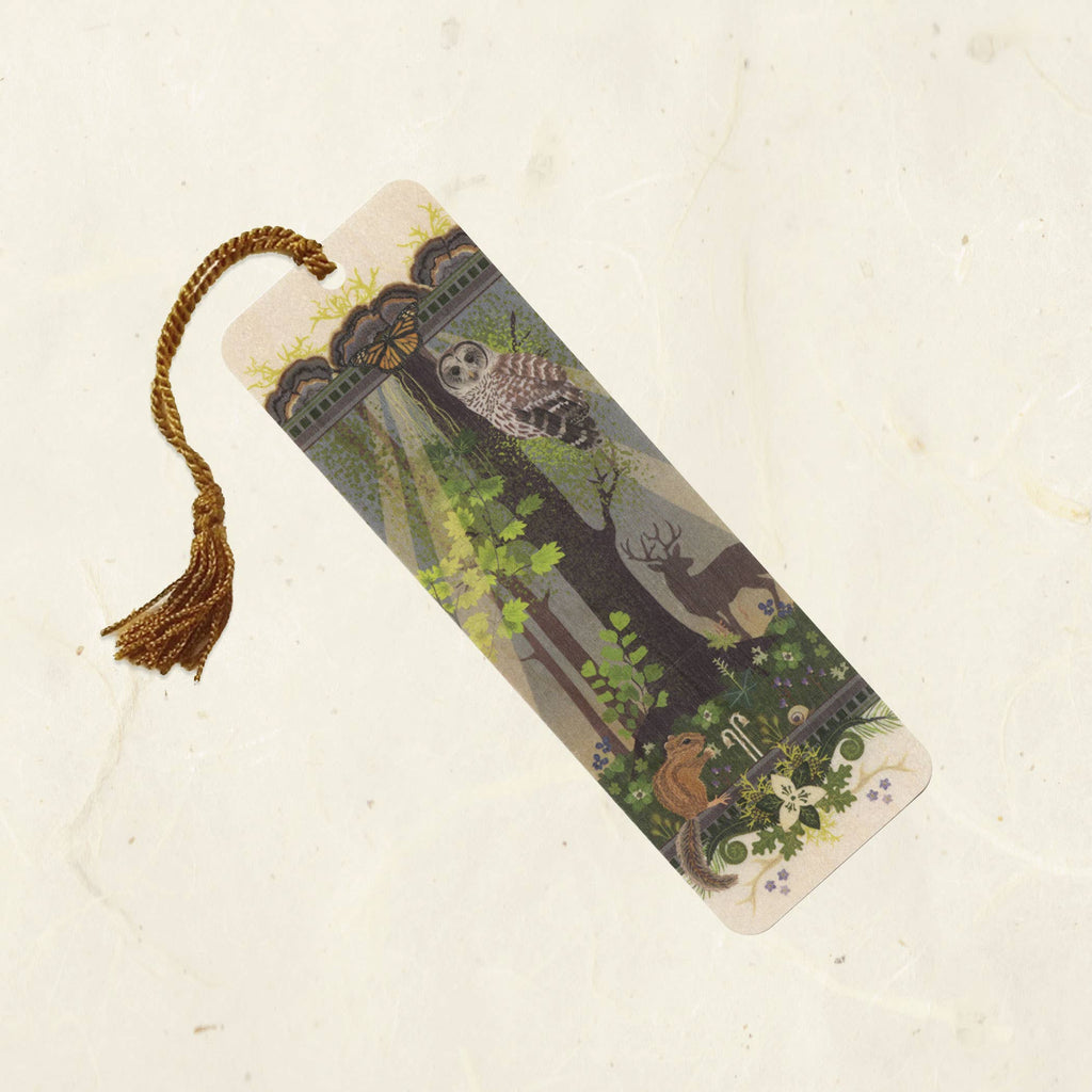 Woodland Heart Wood Bookmark with Tassel