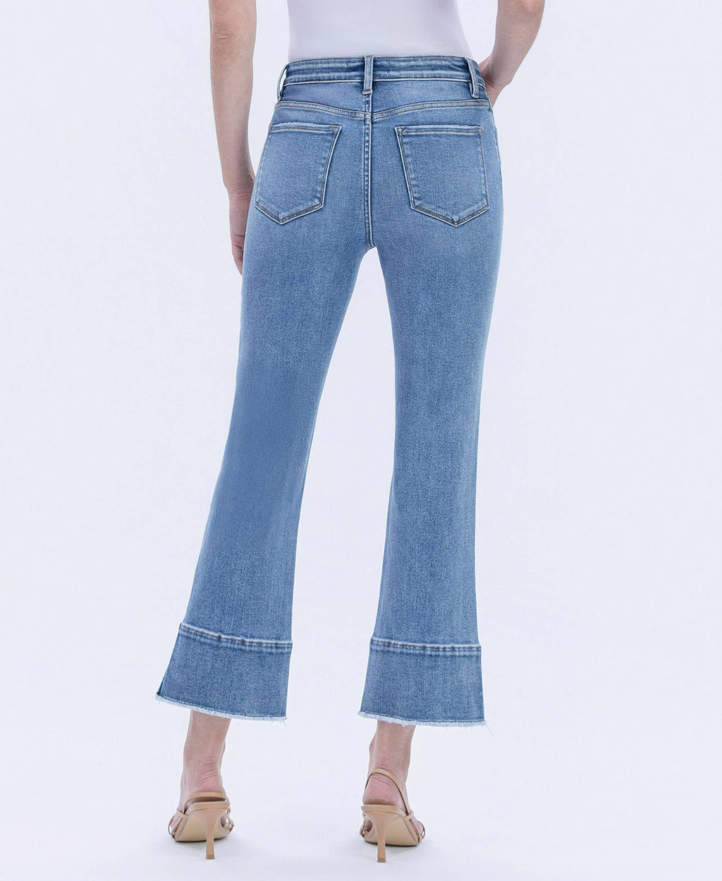HIGH RISE TROUSER SLIT HEM KICK FLARE JEANS F6077