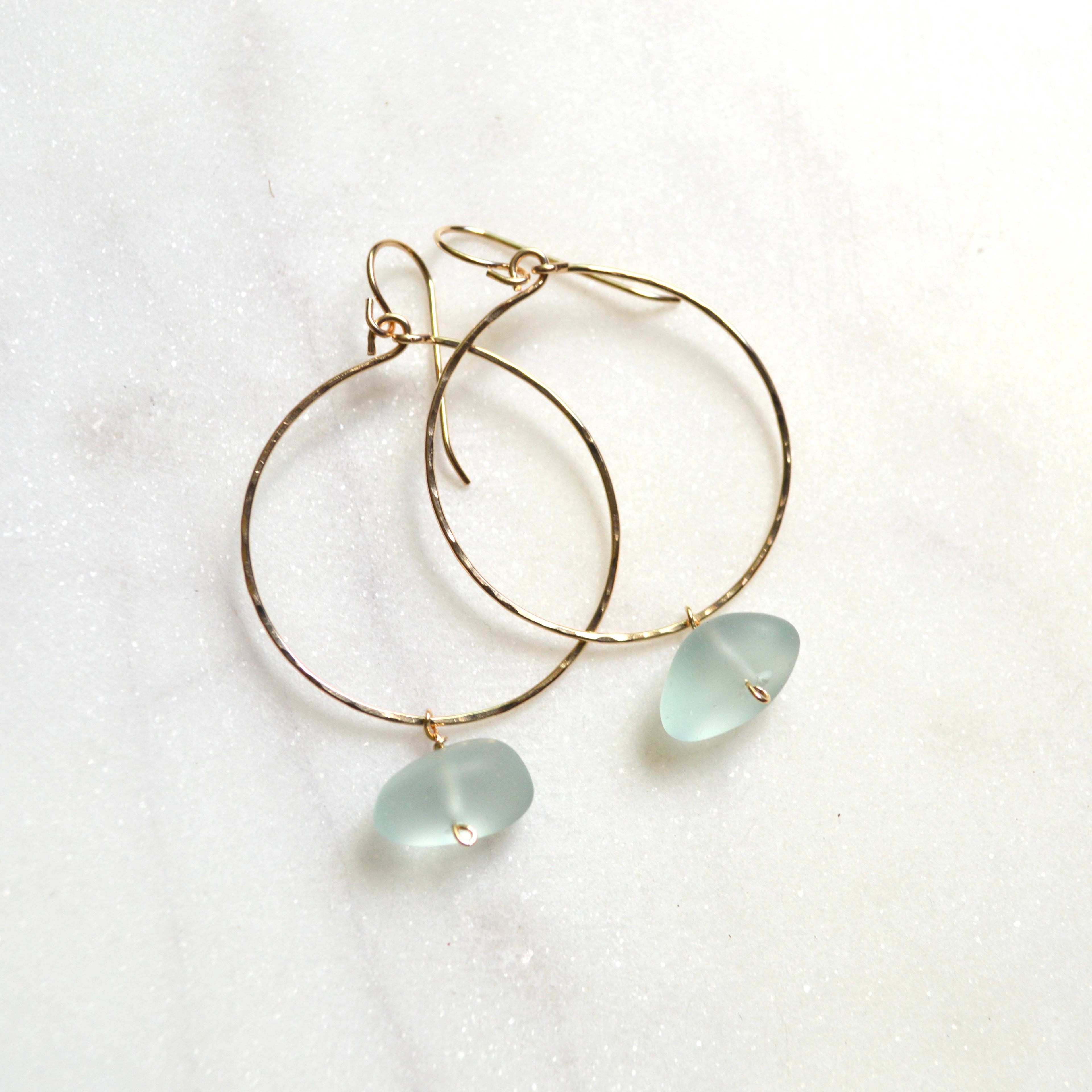 Sea Foam Glass Hoops