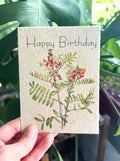Botanical Art Plantable Birthday Greeting Card HB6 on handmade seed paper — Mary Vaux Walcott floral watercolor