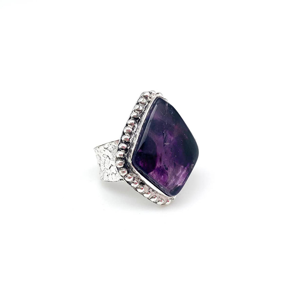 Handcrafted Semiprecious Stone Ring - Amethyst