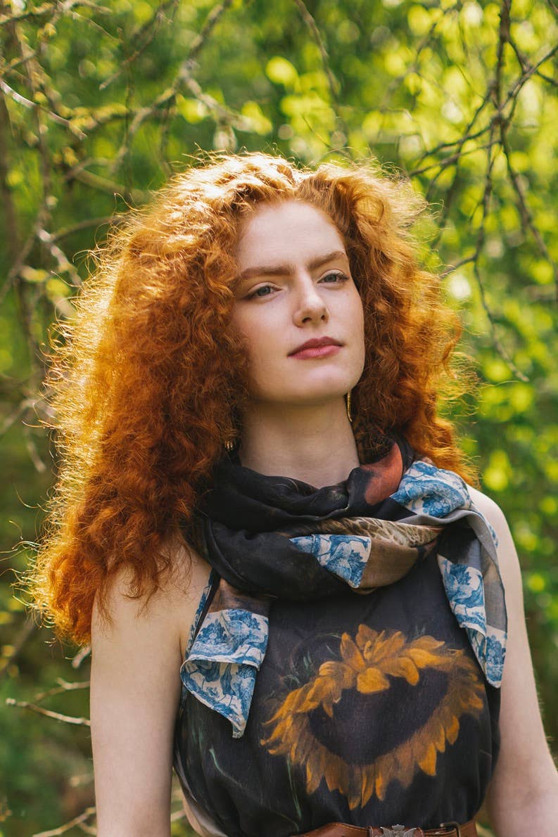Wild Beauty Bohemian Scarf with Peacock Print