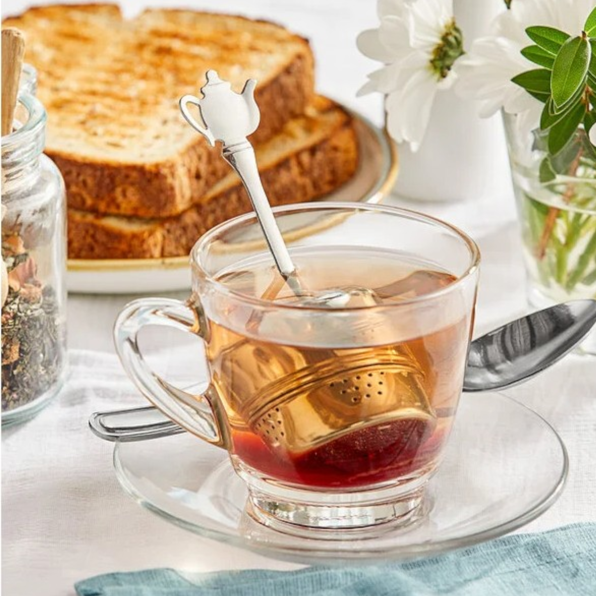 1.5"D Stainless Steel Tea Strainer Infuser with Tea Pot Handle