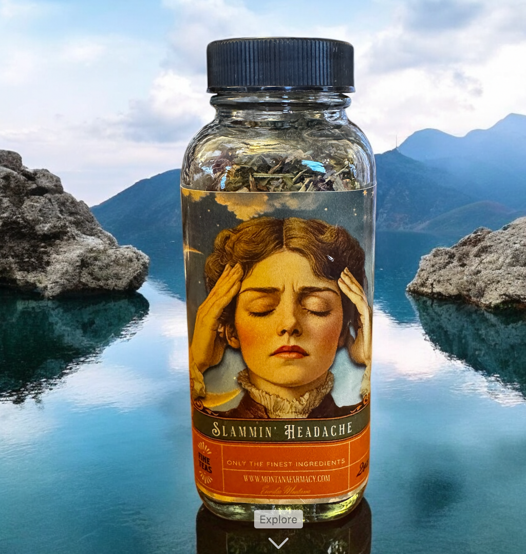 Slammin' Headache Loose Leaf Tea glass jar supports head pai
